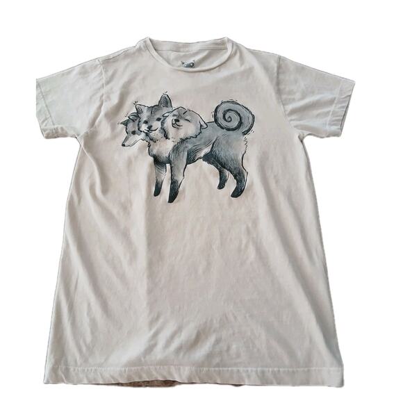 Stephanie Bayles 3 Headed Dog T-Shirt Women’s Size Small Graphic Tee Casual - Picture 1 of 4